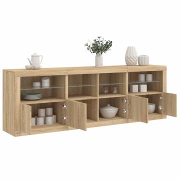 Modern Sideboard with LED Lights - Sonoma Oak 202x37x67 cm