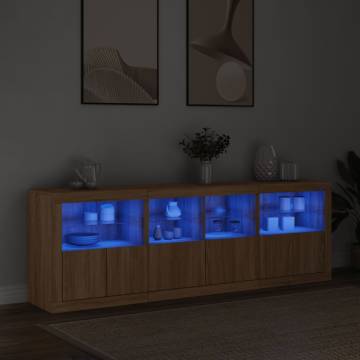 Modern Sideboard with LED Lights - Sonoma Oak 202x37x67 cm