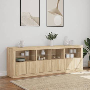 Modern Sideboard with LED Lights - Sonoma Oak 202x37x67 cm