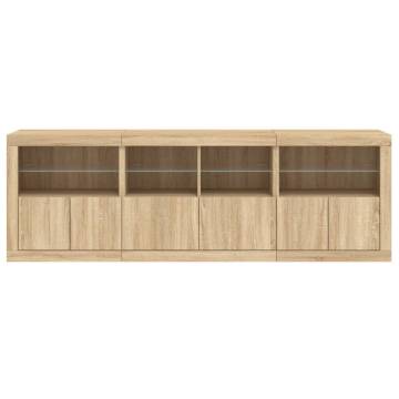 Modern Sideboard with LED Lights - Sonoma Oak 202x37x67 cm