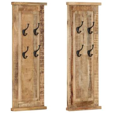 Coat Racks - 2 pcs Solid Wood Mango - Elegant Storage Solution