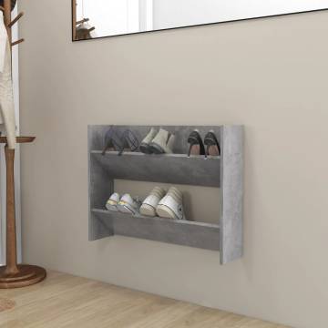 Wall Shoe Cabinet - Concrete Grey 80x18x60 cm - Hipomarket UK