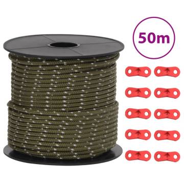 Tent Guy Rope with Reflective Strips - 50m Utility Cord