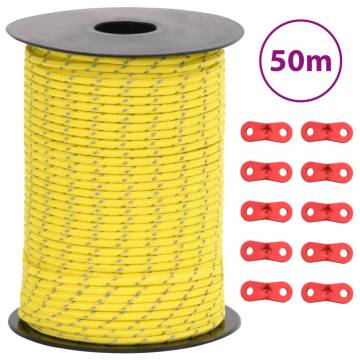 Durable Tent Guy Rope with Reflective Strips - 50m 3mm