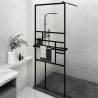 Walk-in Shower Wall with Shelf Black 80x195 cm ESG Glass&Aluminium Colour black Size 80 x 195 cm Model pattern 2 