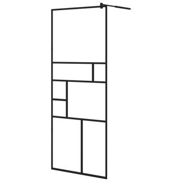 Walk-in Shower Wall with Shelf Black 80x195 cm | ESG Glass & Aluminium