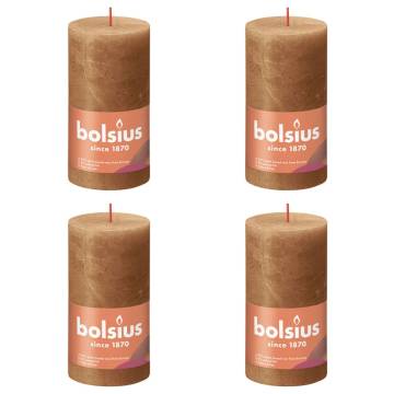 Bolsius Rustic Pillar Candles - Spice Brown, 4 pcs