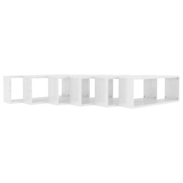 Stylish Wall Cube Shelf Set - High Gloss White | HipoMarket