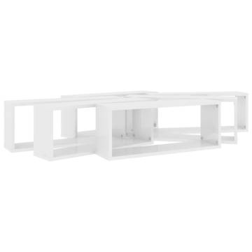 Stylish Wall Cube Shelf Set - High Gloss White | HipoMarket