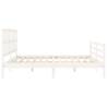 White Super King Size Bed Frame with Headboard - Solid Wood