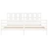 White Super King Size Bed Frame with Headboard - Solid Wood