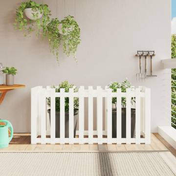 Garden Raised Bed with Fence Design - White Pine 150x50x70 cm