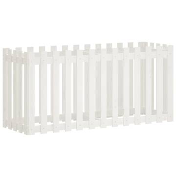 Garden Raised Bed with Fence Design - White Pine 150x50x70 cm