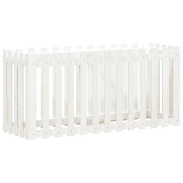 Garden Raised Bed with Fence Design - White Pine 150x50x70 cm