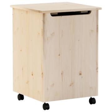 Laundry Basket with Wheels RANA - Solid Pine Wood - 45x45x64 cm