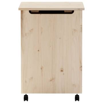 Laundry Basket with Wheels RANA - Solid Pine Wood - 45x45x64 cm