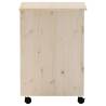 Laundry Basket with Wheels RANA - Solid Pine Wood - 45x45x64 cm