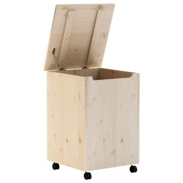 Laundry Basket with Wheels RANA - Solid Pine Wood - 45x45x64 cm