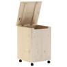 Laundry Basket with Wheels RANA - Solid Pine Wood - 45x45x64 cm