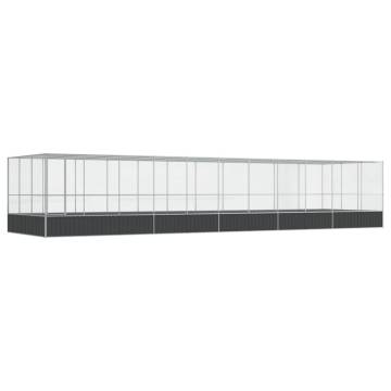 Aviary with Extension - Silver Steel 1139x307x212 cm | HipoMarket