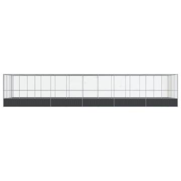 Aviary with Extension - Silver Steel 1139x307x212 cm | HipoMarket