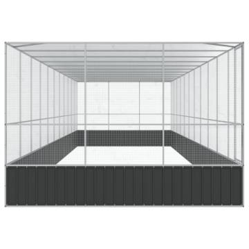 Aviary with Extension - Silver Steel 1139x307x212 cm | HipoMarket