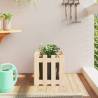 Garden Planter with Fence Design 40x40x40 cm Solid Wood Pine Colour natural pine Size 40 x 40 x 40 cm Quantity in Package 1 