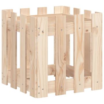 Garden Planter with Fence Design | Solid Pine Wood 40x40x40 cm