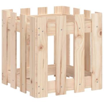 Garden Planter with Fence Design | Solid Pine Wood 40x40x40 cm