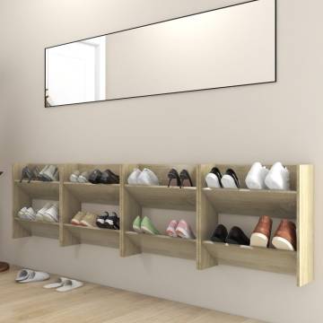 Wall Shoe Cabinets 4 pcs Sonoma Oak - Stylish & Space-Saving