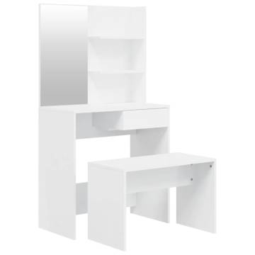 High Gloss White Dressing Table Set - Stylish & Functional