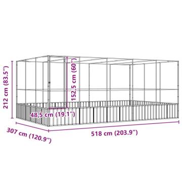 Aviary with Extension Silver 518x307 cm - Safe Bird Haven