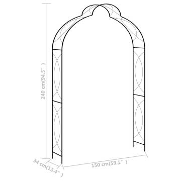 Elegant Black Garden Arch - 150x34x240 cm Iron Structure