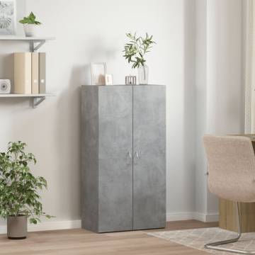 Concrete Grey File Cabinet - Stylish Office Storage (60x32x115cm)