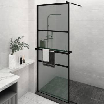 Stylish 80x195cm Walk-in Shower Wall with Shelf - Black