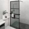 Walk-in Shower Wall with Shelf Black 80x195cm ESG Glass&Aluminium Colour black Size 80 x 195 cm Model 