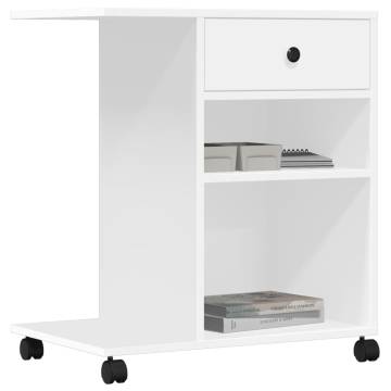 Printer Stand with Wheels - Modern White Storage Solution