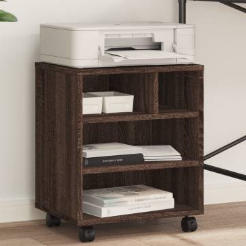 Printer Stand with Wheels - Brown Oak | Hipomarket UK