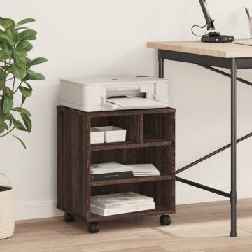 Printer Stand with Wheels - Brown Oak | Hipomarket UK