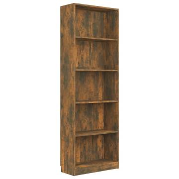 5-Tier Book Cabinet in Smoked Oak - Stylish Storage Solution