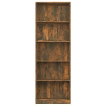 5-Tier Book Cabinet in Smoked Oak - Stylish Storage Solution