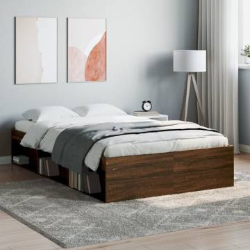 Brown Oak Bed Frame 120x200 cm - Modern Bedroom Furniture