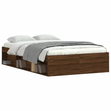 Brown Oak Bed Frame 120x200 cm - Modern Bedroom Furniture