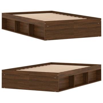 Brown Oak Bed Frame 120x200 cm - Modern Bedroom Furniture