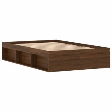 Brown Oak Bed Frame 120x200 cm - Modern Bedroom Furniture