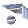 Manual Retractable Awning & LED 3.5x2.5m Blue & White