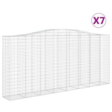 Arched Gabion Baskets - 7 pcs Galvanised Iron | Hipomarket UK