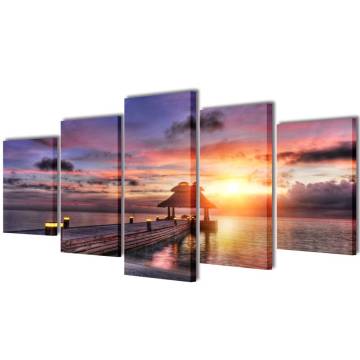 Beach Pavilion Canvas Wall Print Set - 200 x 100 cm