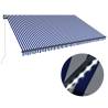 Manual Retractable Awning with LED - Blue & White 500x300 cm