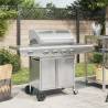 Gas BBQ Grill with 5 Burners - Silver Stainless Steel